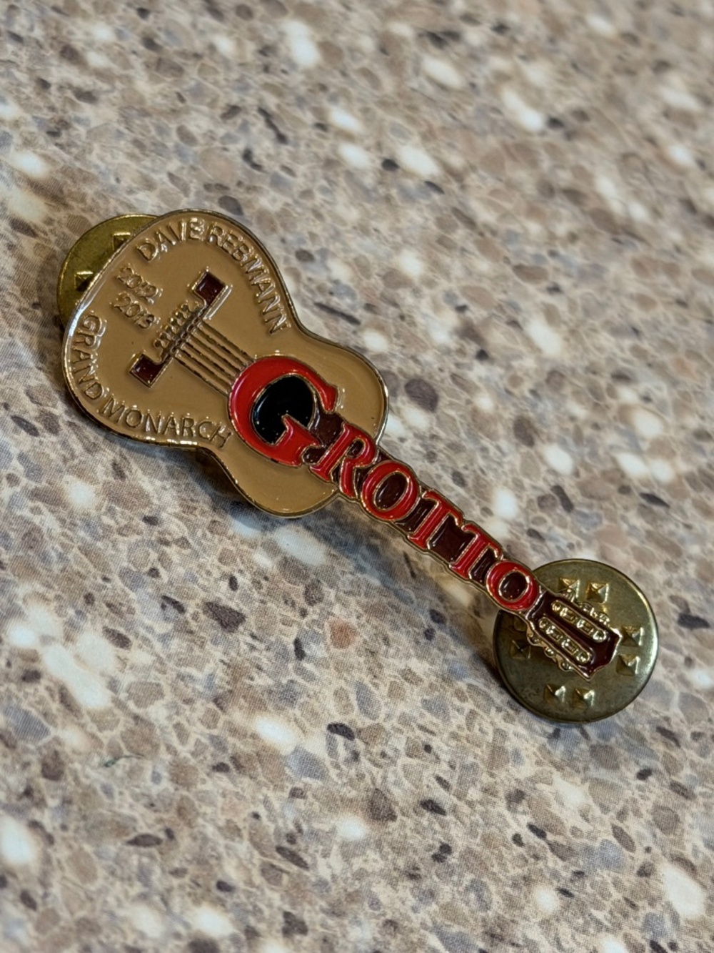 EUC Grotto Guitar-Shaped Enamel Pin, Dave Rebmann 2012-2013